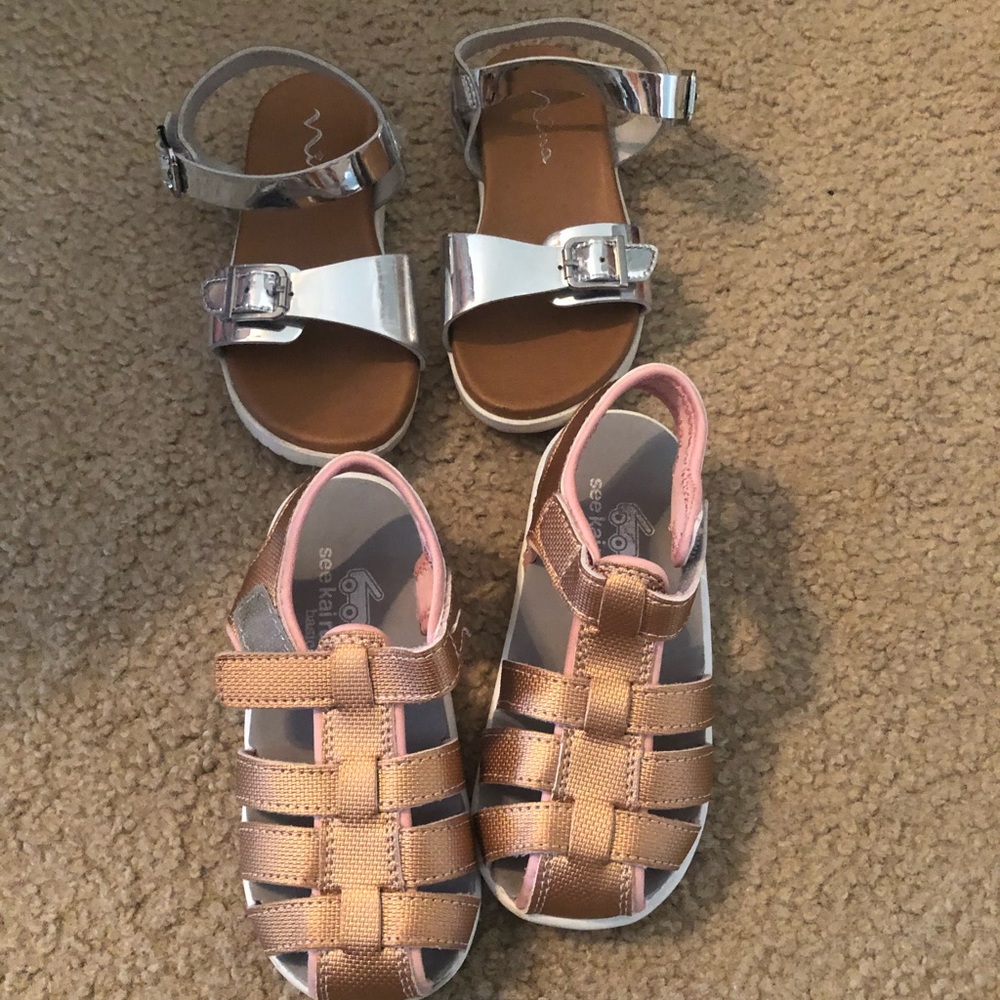 2 pair girls sandals size 9